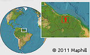 Satellite Location Map of Brokopondo