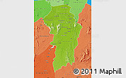 Physical Map of Brokopondo, political shades outside