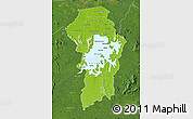 Physical Map of Brokopondo, satellite outside