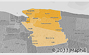 Political Shades 3D Map of Commewijne, desaturated