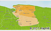 Political Shades 3D Map of Commewijne, physical outside