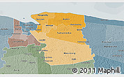 Political Shades 3D Map of Commewijne, semi-desaturated