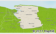 Shaded Relief 3D Map of Commewijne, physical outside