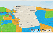 Shaded Relief 3D Map of Commewijne, political outside