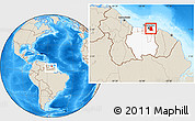 Shaded Relief Location Map of Commewijne, highlighted country, within the entire country