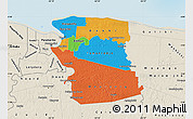 Political Map of Commewijne, shaded relief outside