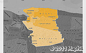 Political Shades Map of Commewijne, darken, desaturated