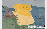 Political Shades Map of Commewijne, darken, semi-desaturated