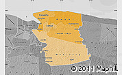 Political Shades Map of Commewijne, desaturated