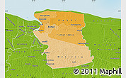 Political Shades Map of Commewijne, physical outside
