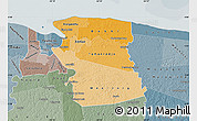 Political Shades Map of Commewijne, semi-desaturated