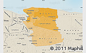 Political Shades Map of Commewijne, shaded relief outside
