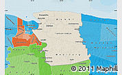 Shaded Relief Map of Commewijne, political shades outside