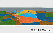 Political Panoramic Map of Commewijne, darken