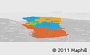Political Panoramic Map of Commewijne, lighten, desaturated