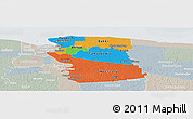 Political Panoramic Map of Commewijne, lighten, semi-desaturated