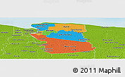 Political Panoramic Map of Commewijne, physical outside