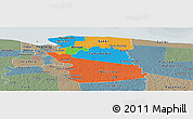Political Panoramic Map of Commewijne, semi-desaturated