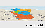 Political Panoramic Map of Commewijne, shaded relief outside