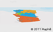 Political Panoramic Map of Commewijne, single color outside