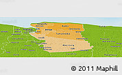 Political Shades Panoramic Map of Commewijne, physical outside