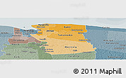Political Shades Panoramic Map of Commewijne, semi-desaturated