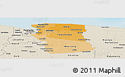 Political Shades Panoramic Map of Commewijne, shaded relief outside