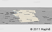 Shaded Relief Panoramic Map of Commewijne, darken, desaturated