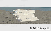 Shaded Relief Panoramic Map of Commewijne, darken
