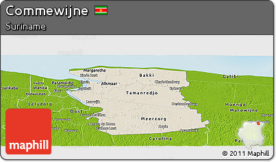 Shaded Relief Panoramic Map of Commewijne, physical outside