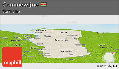 Shaded Relief Panoramic Map of Commewijne, physical outside