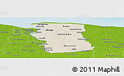 Shaded Relief Panoramic Map of Commewijne, physical outside