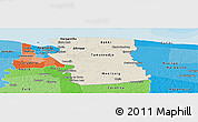 Shaded Relief Panoramic Map of Commewijne, political shades outside