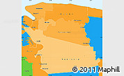 Political Shades Simple Map of Commewijne, political outside