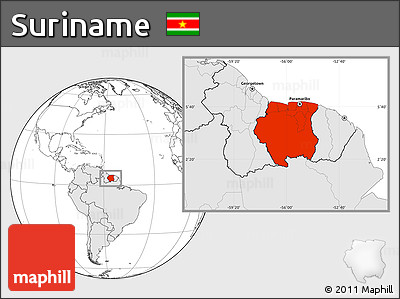 Blank Location Map of Suriname, highlighted continent