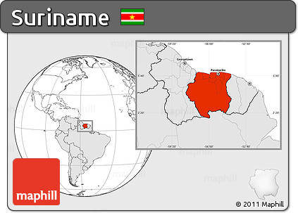 Blank Location Map of Suriname, highlighted continent