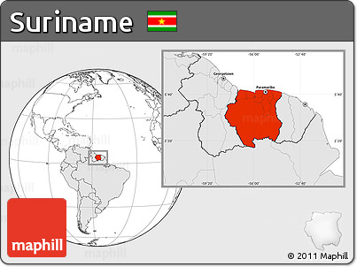 Blank Location Map of Suriname, highlighted continent