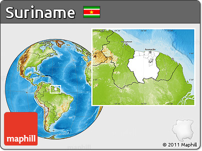 Blank Location Map of Suriname, physical outside