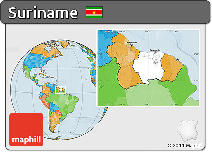 Blank Location Map of Suriname, political outside