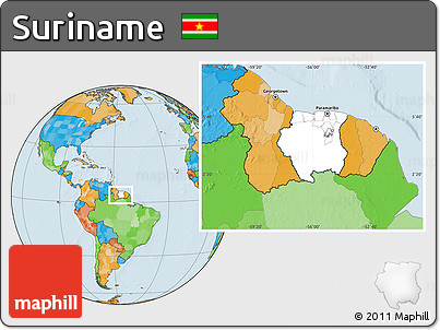 Blank Location Map of Suriname, political outside