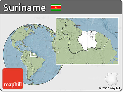 Blank Location Map of Suriname, savanna style outside, hill shading outside