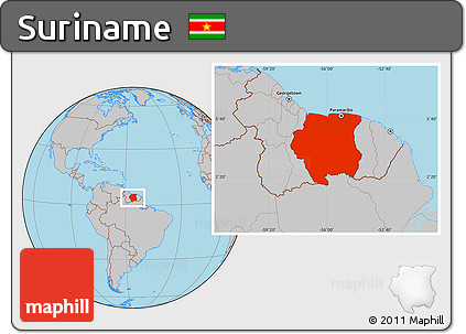 Gray Location Map of Suriname