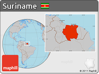 Gray Location Map of Suriname