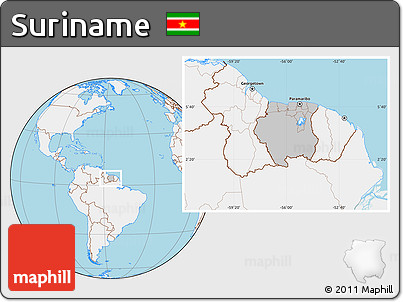 Gray Location Map of Suriname, lighten, land only