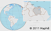 Gray Location Map of Suriname, lighten, semi-desaturated, land only