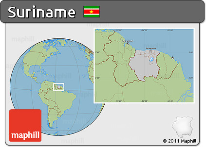 Gray Location Map of Suriname, savanna style outside