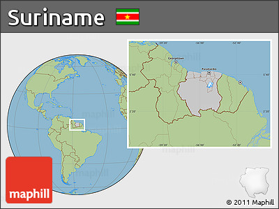 Gray Location Map of Suriname, savanna style outside