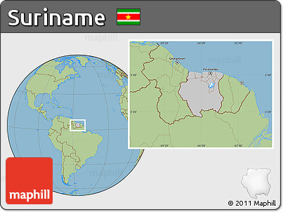 Gray Location Map of Suriname, savanna style outside