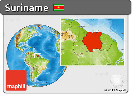 Physical Location Map of Suriname