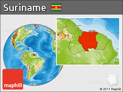 Physical Location Map of Suriname